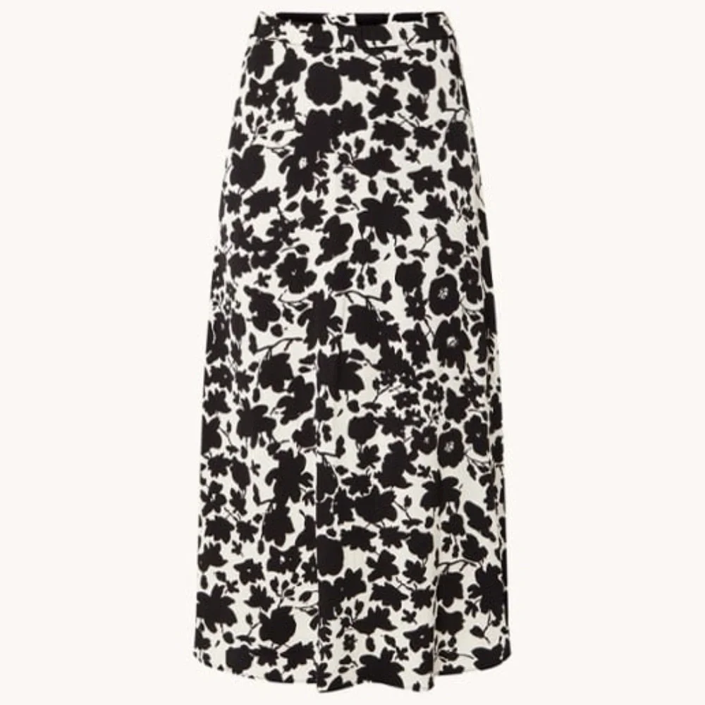 Gerard Darel Bastian Paris Black White Floral Maxi Skirt Size 3 (US Large)